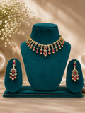 Royal Ruby Cascade American Diamond Necklace Set