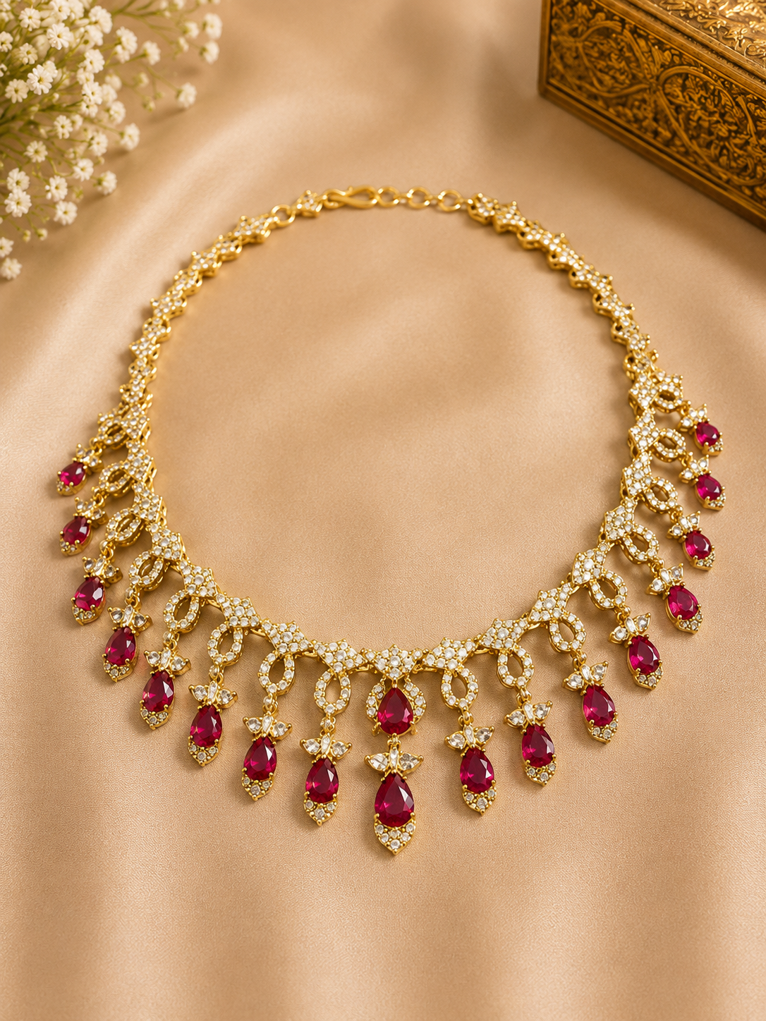Ruby Royale Choker Necklace Set