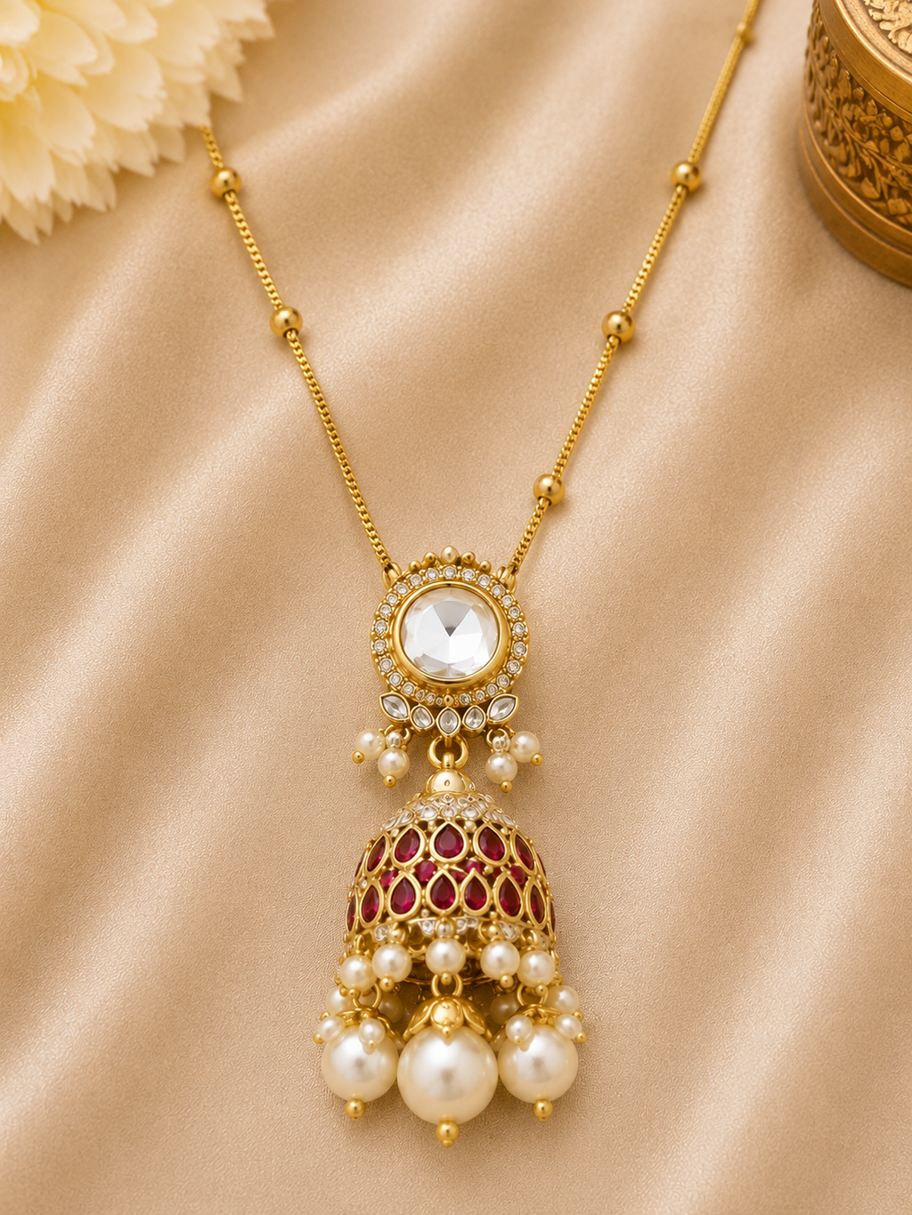 Royal Pearl Jhumki Pendant Necklace Set