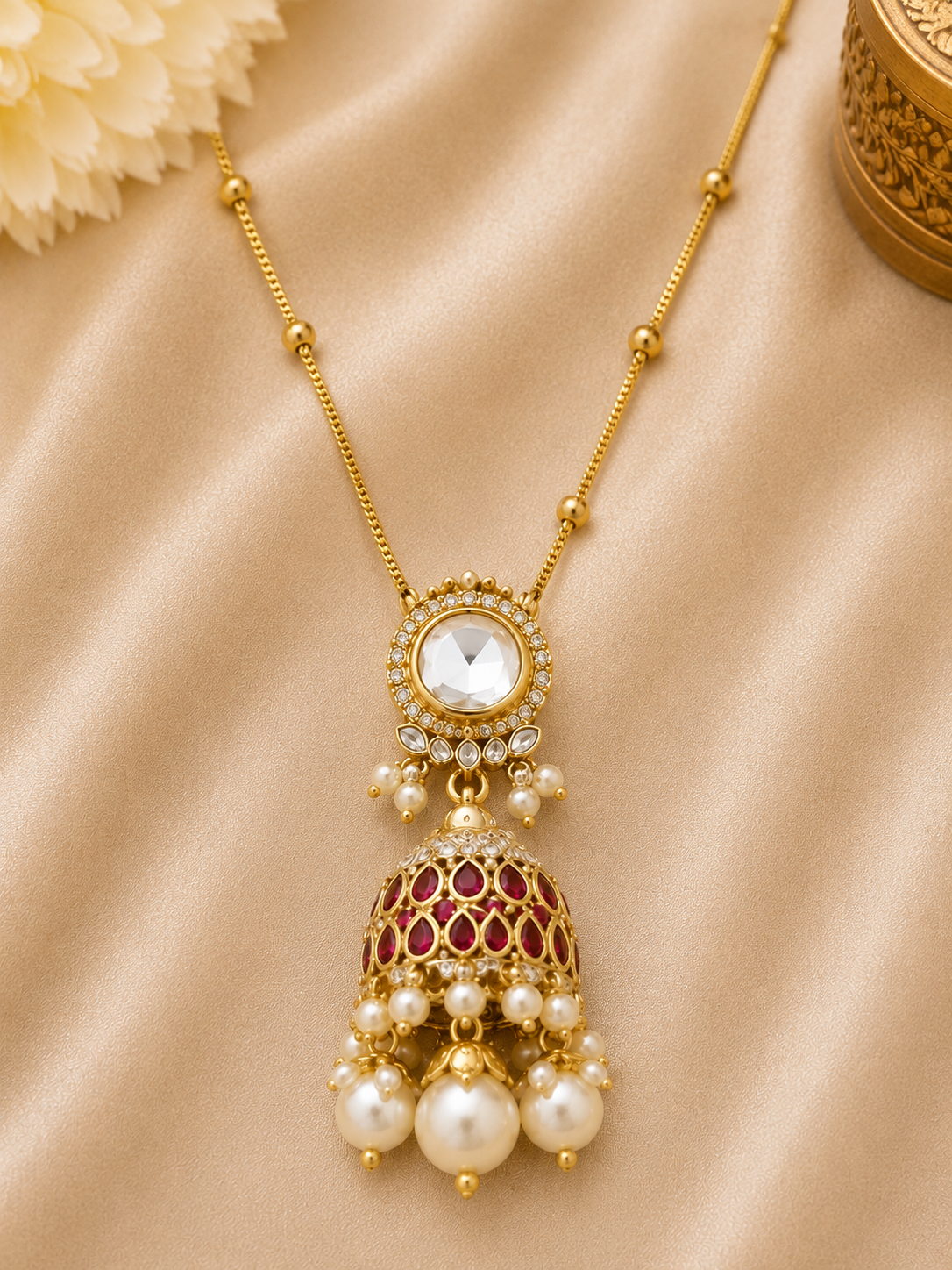 Royal Pearl Jhumki Pendant Necklace Set