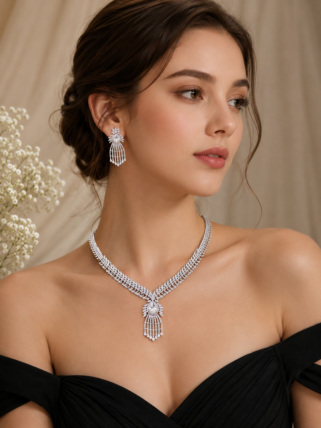 Celestial Grace American Diamond Necklace Set