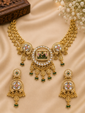 Royal Heritage Kundan Peacock Motif Choker Necklace Set with Designer Earrings
