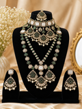 Emerald Green Kundan-Style Pearl Drop Earrings