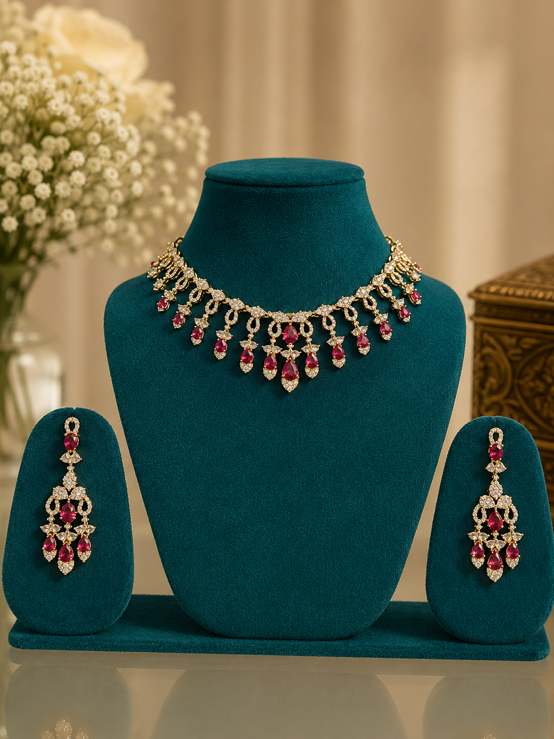 Ruby Royale Choker Necklace Set