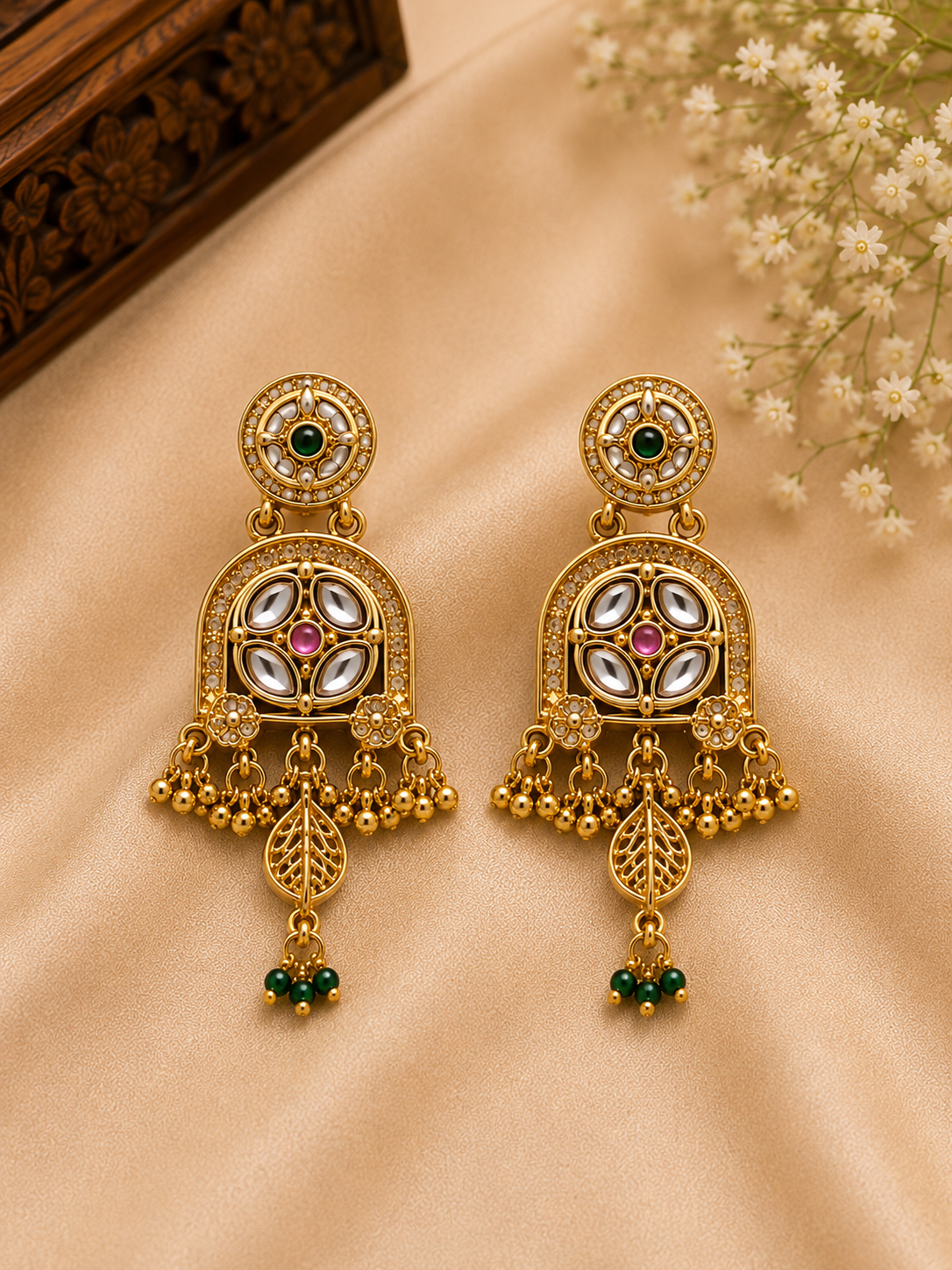 Royal Heritage Kundan Peacock Motif Choker Necklace Set with Designer Earrings