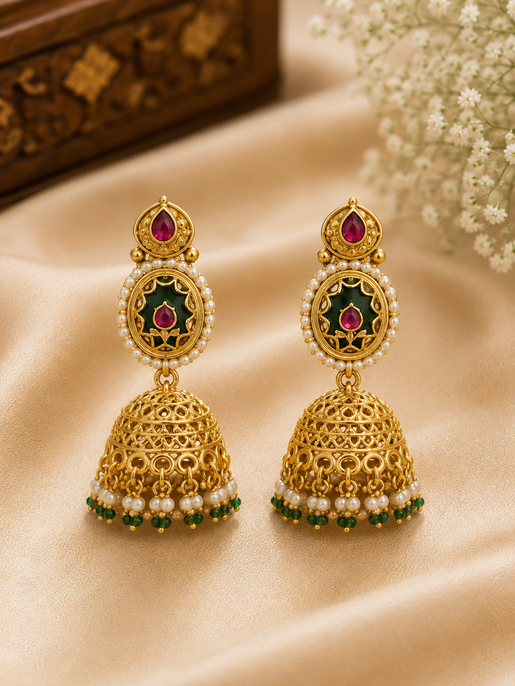 Royal Kundan Floral Choker Necklace Set with Jhumka Earrings