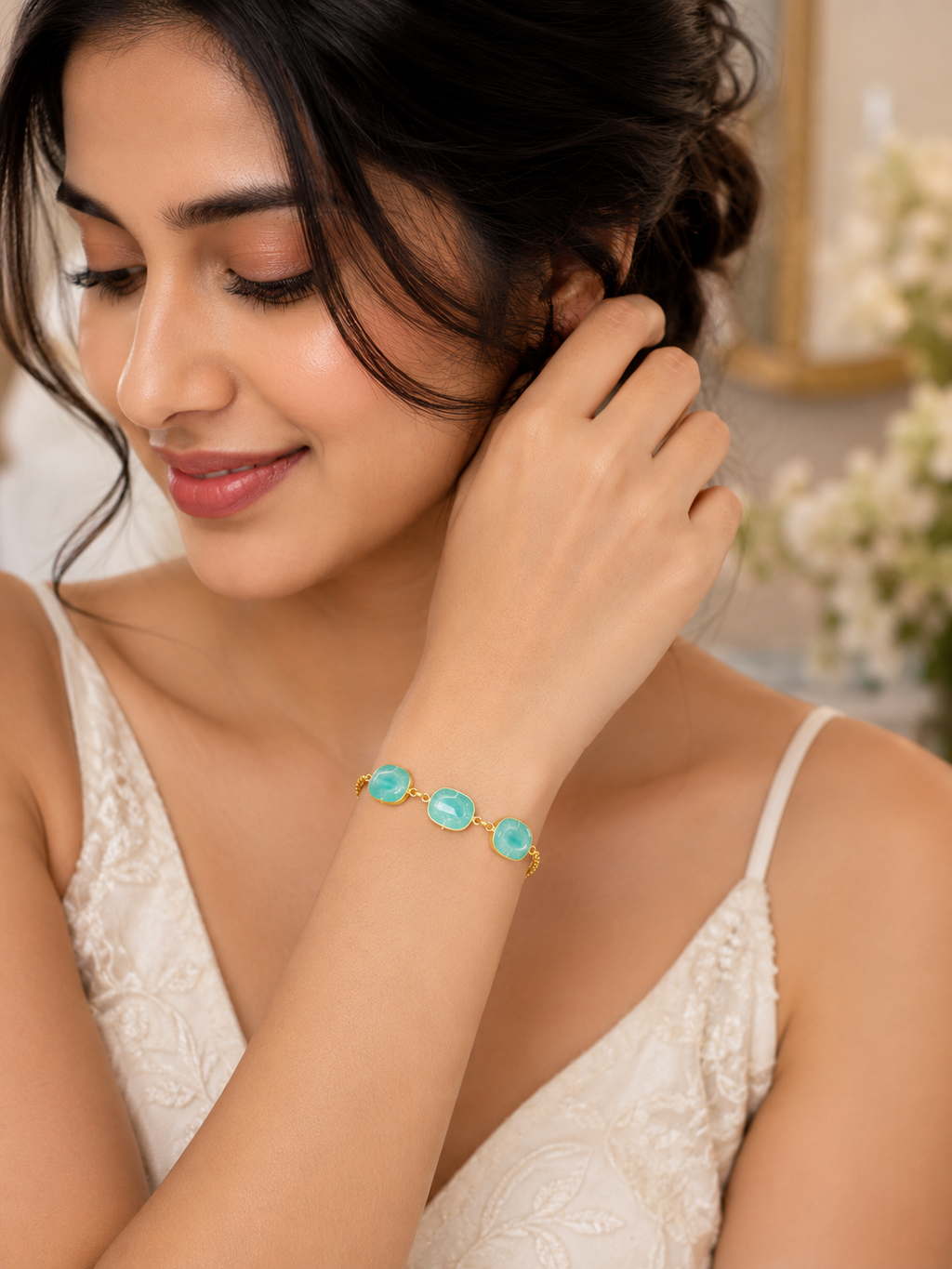 Aqua Serenity Gold Bracelet