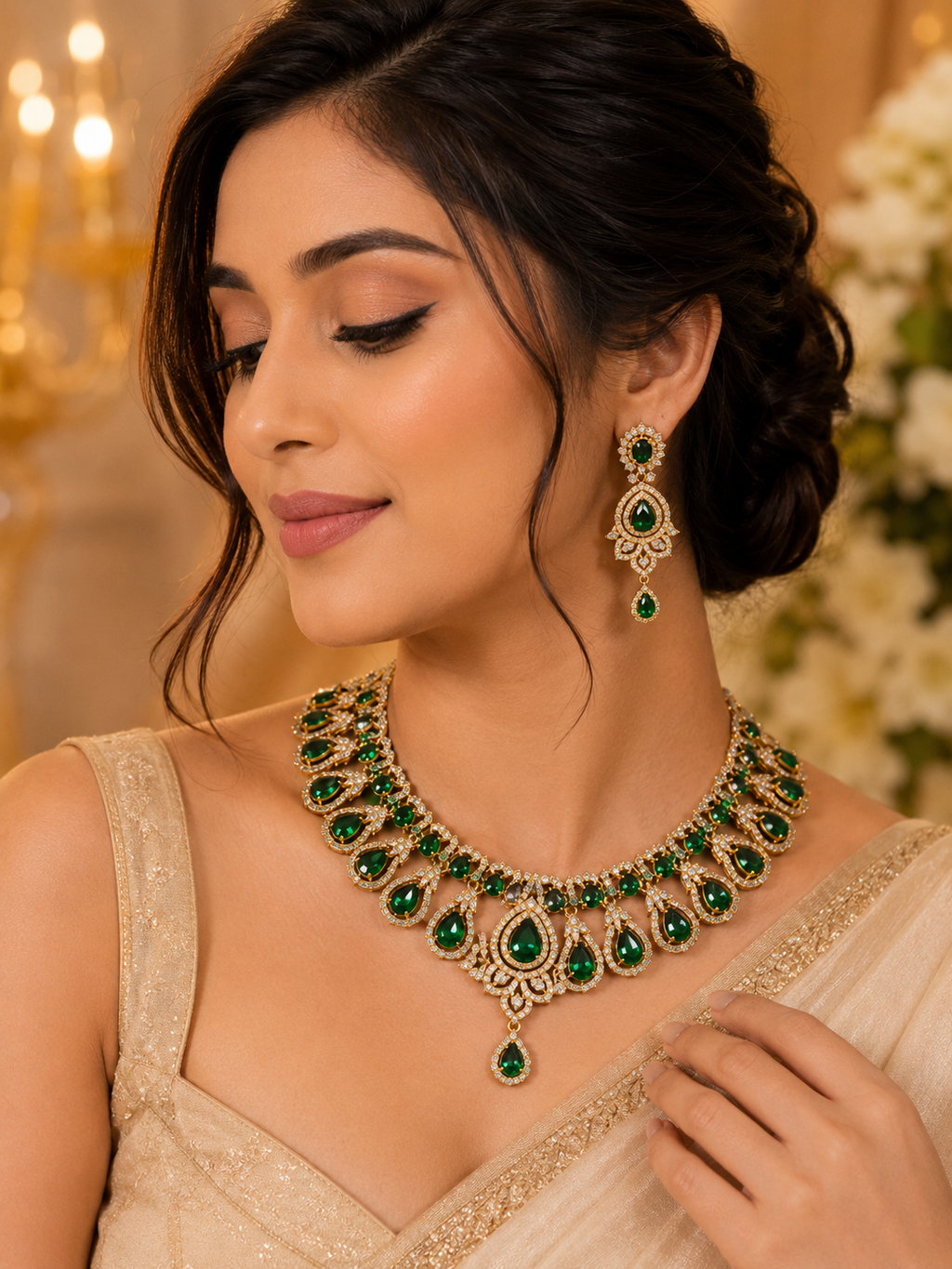 Emerald Royale Statement Necklace Set