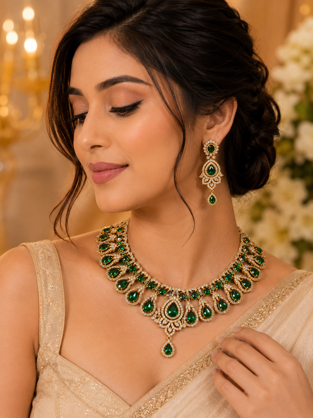 Emerald Royale Statement Necklace Set