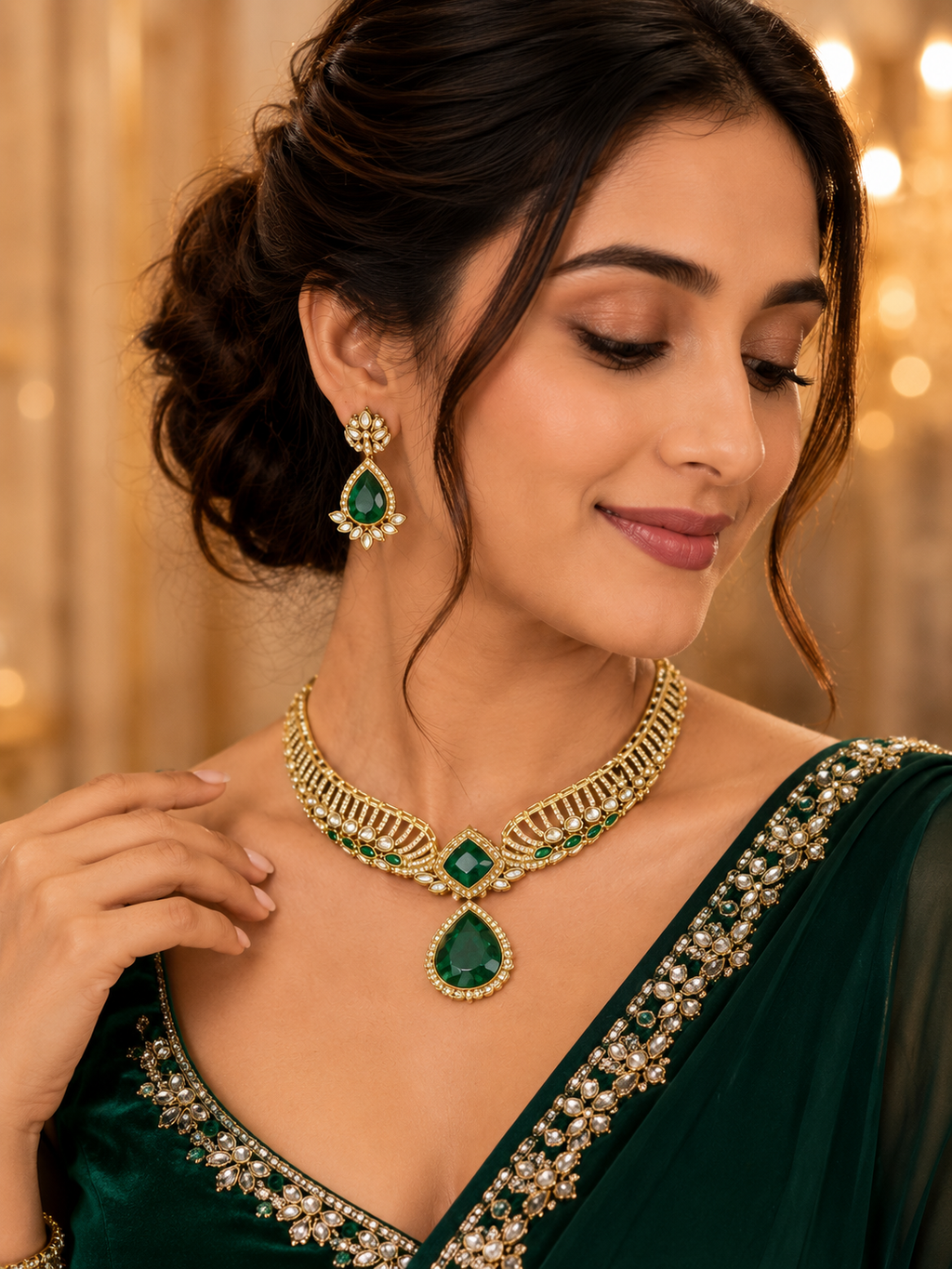 Emerald Royale Kundan Choker Set