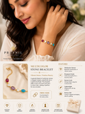Praynil Multicolor Gemstone Heart Charm Adjustable Bracelet