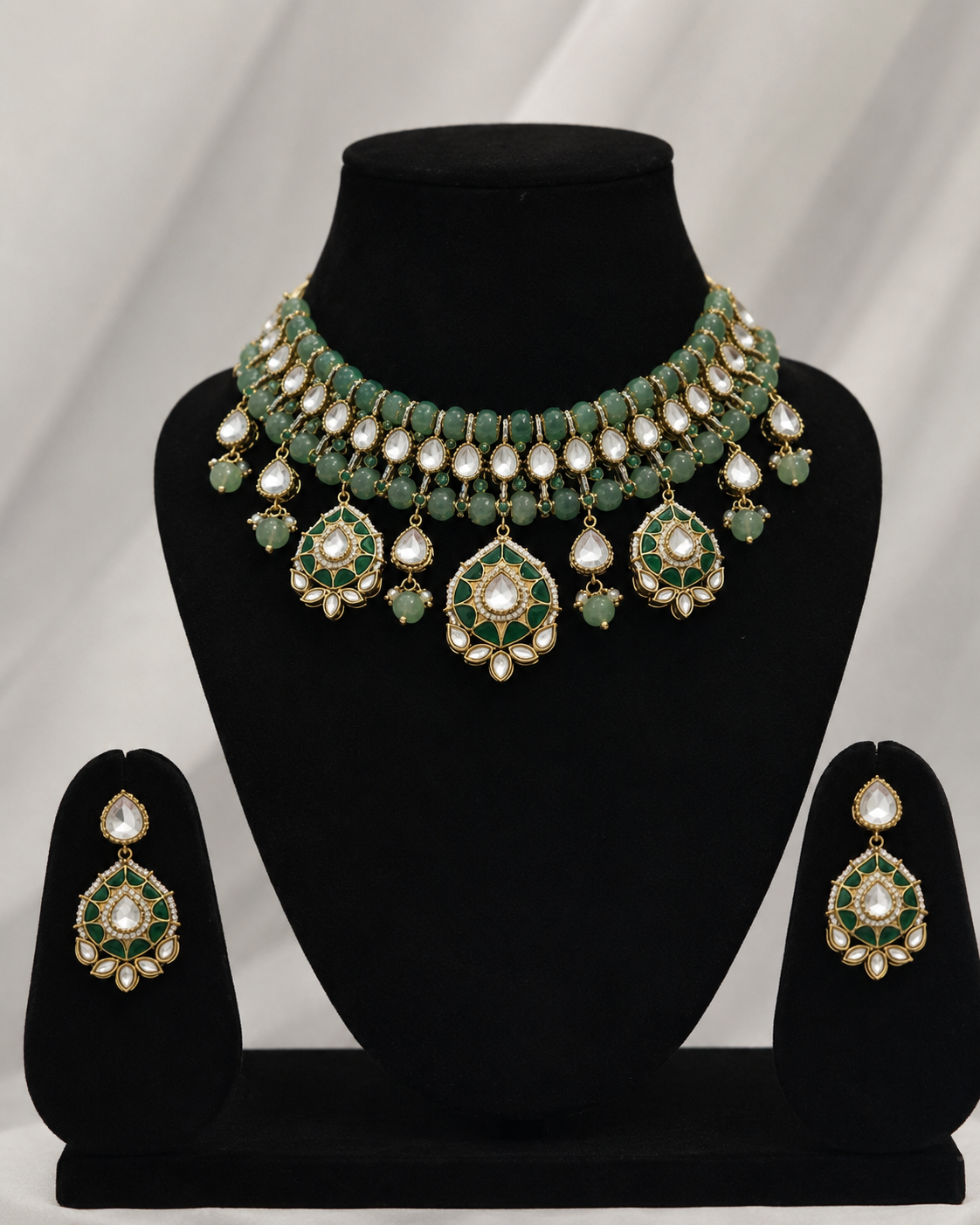 Royal Green Polki Kundan Bridal Choker Set