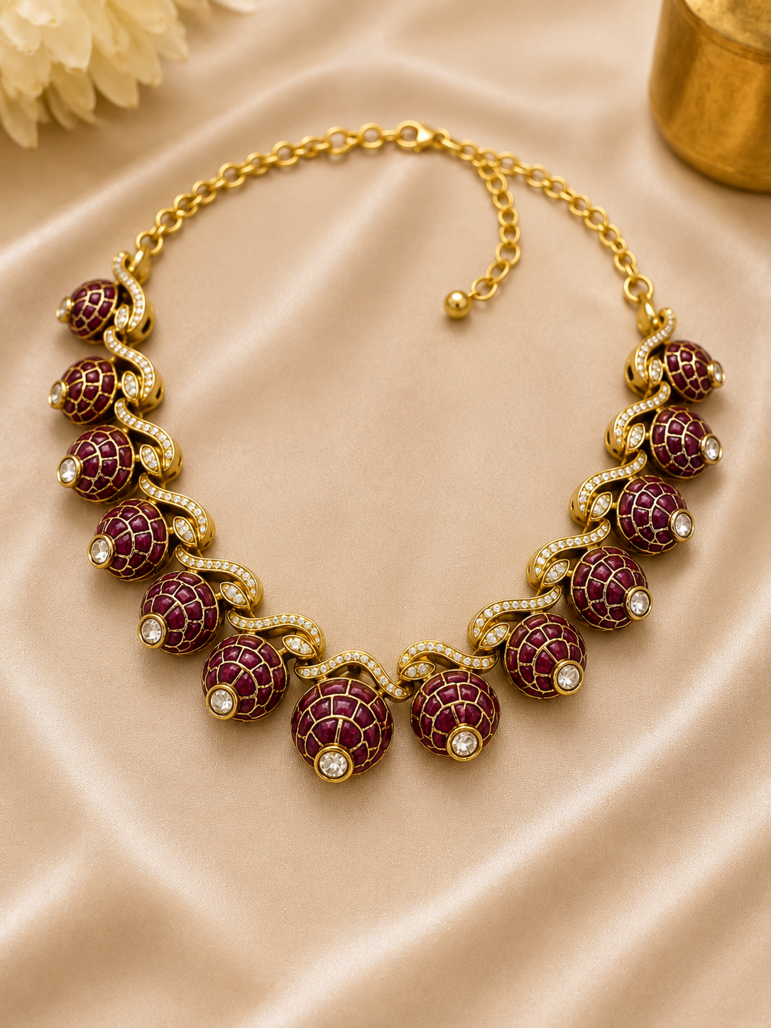 Royal Ruby Mosaic Statement Necklace Set