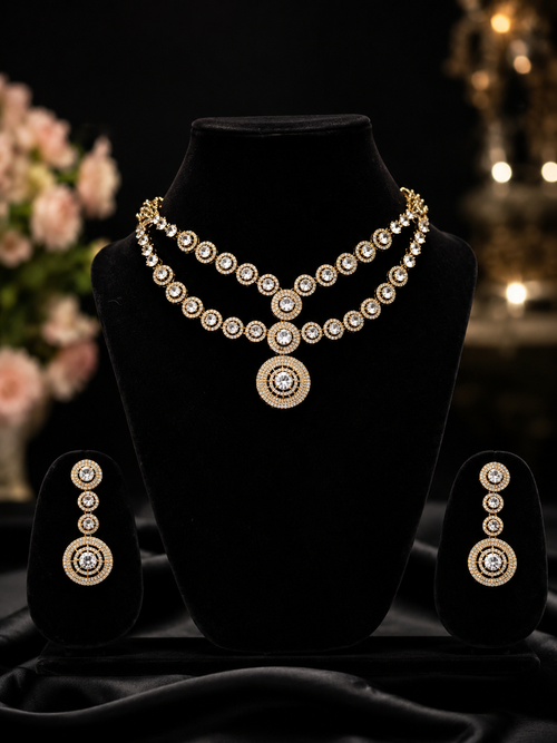 Classic Double Strand Kundan Necklace Set