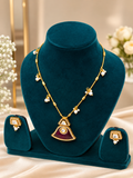 Royal Pearl Drop Temple Pendant Necklace Set