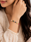 Praynil Multicolor Natural Stone Gold-Plated Adjustable Bracelet