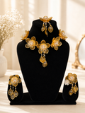 Golden Floral Pearl Necklace Set