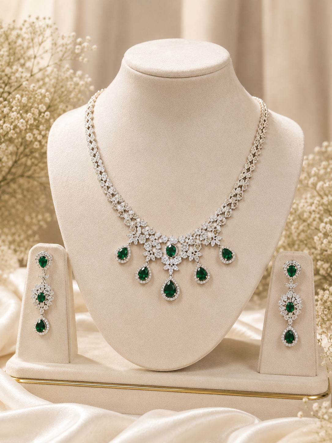Emerald Blossom Luxe Necklace Set