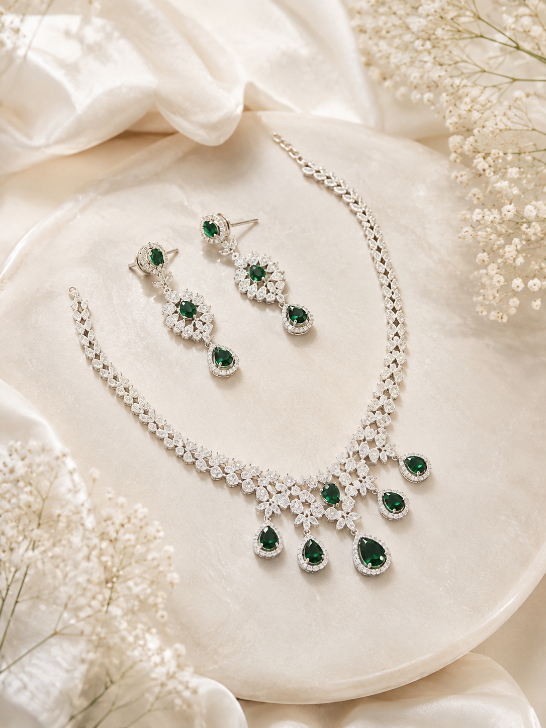 Emerald Blossom Luxe Necklace Set