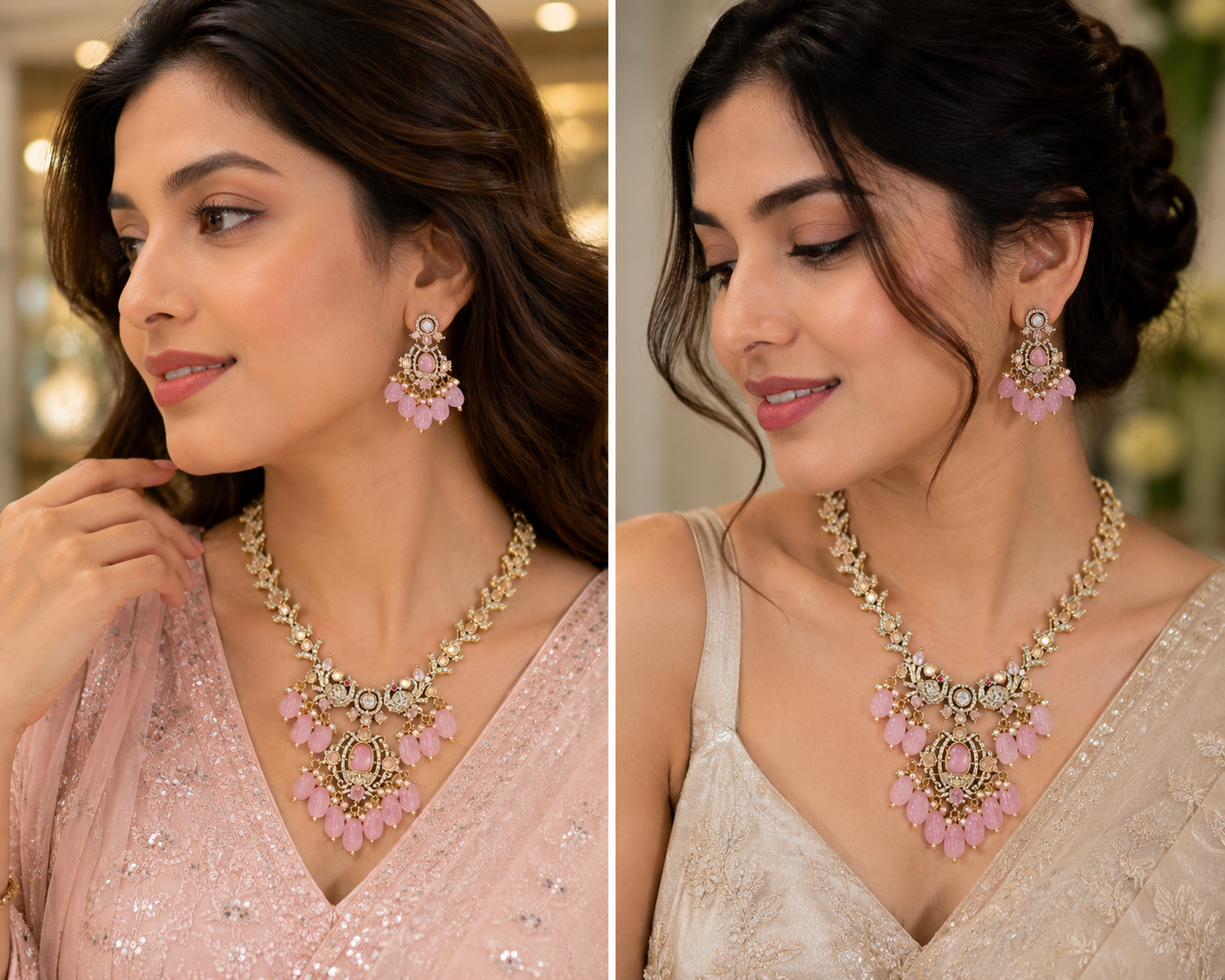 Blush Royale AD Statement Necklace Set
