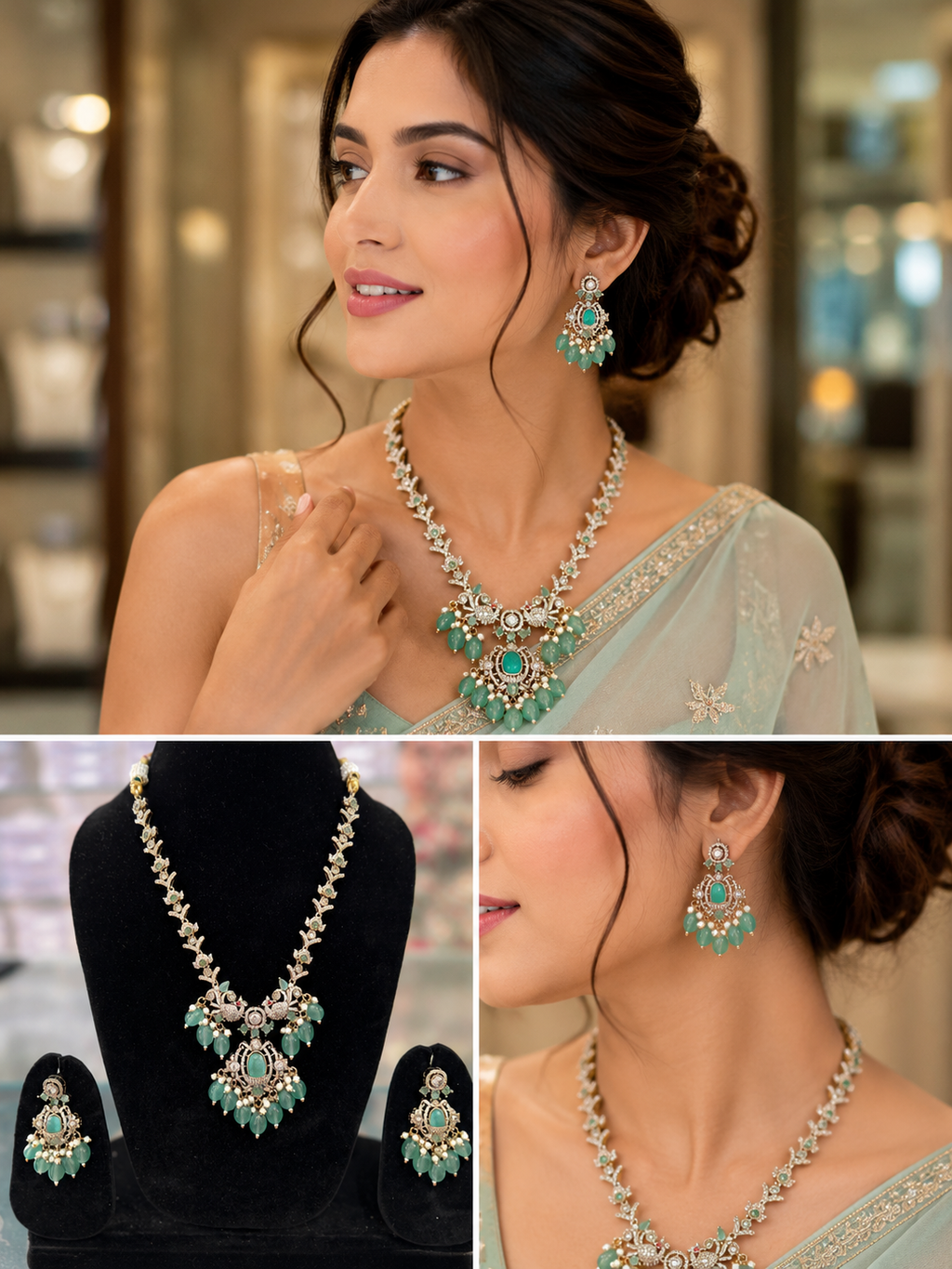 Emerald Royale AD Statement Necklace Set