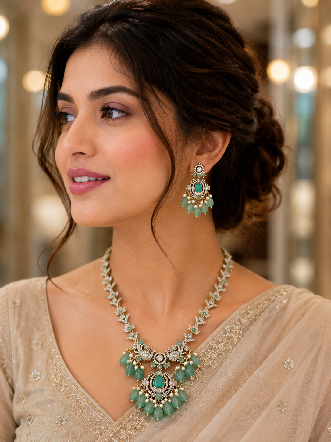 Emerald Royale AD Statement Necklace Set