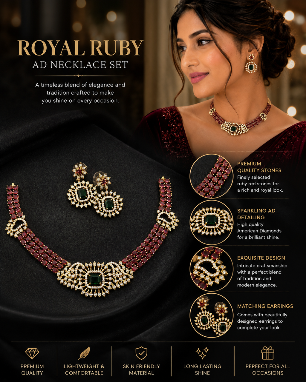 Royal Ruby AD Choker Necklace Set