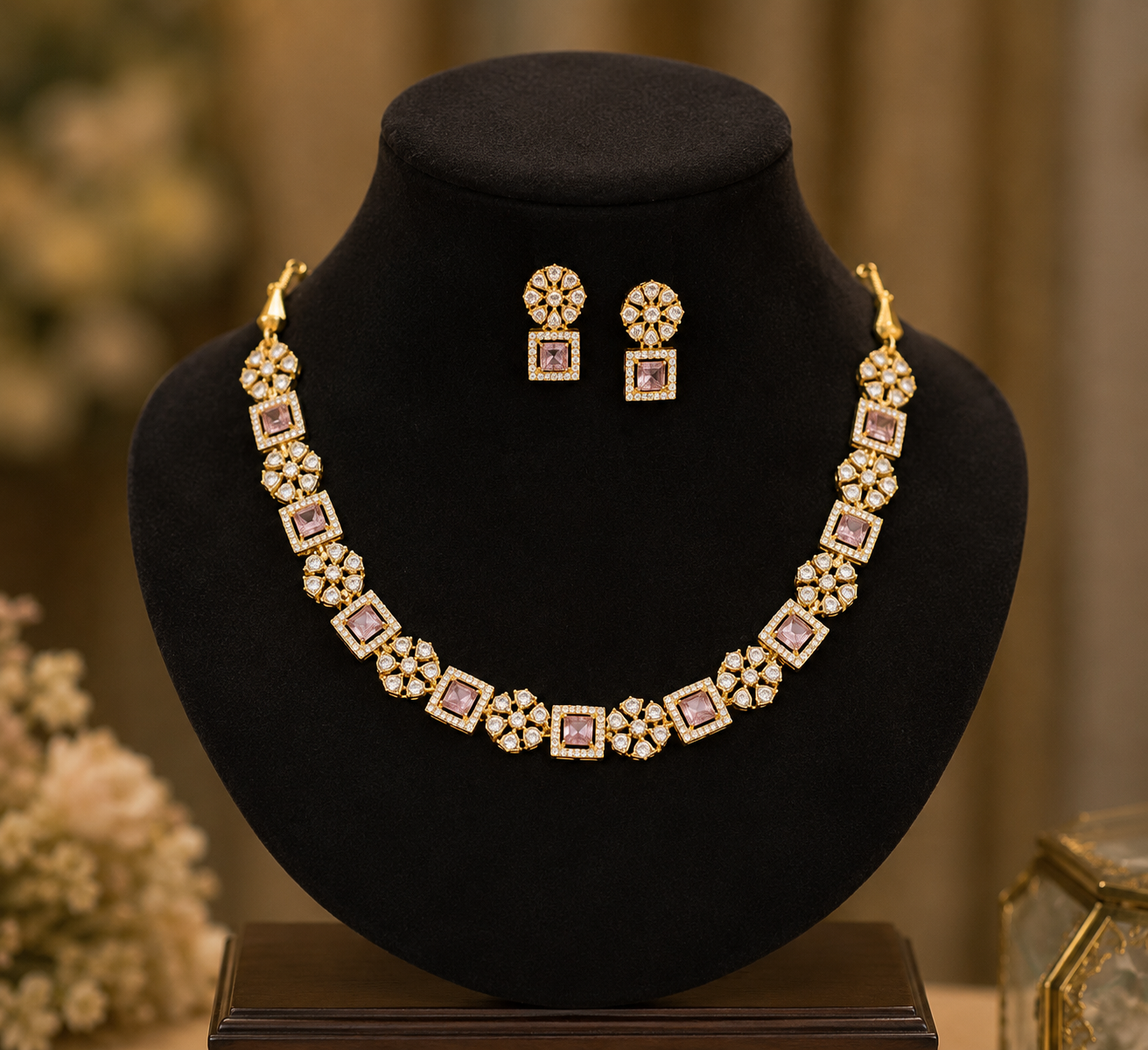 Blush Radiance AD Necklace Set