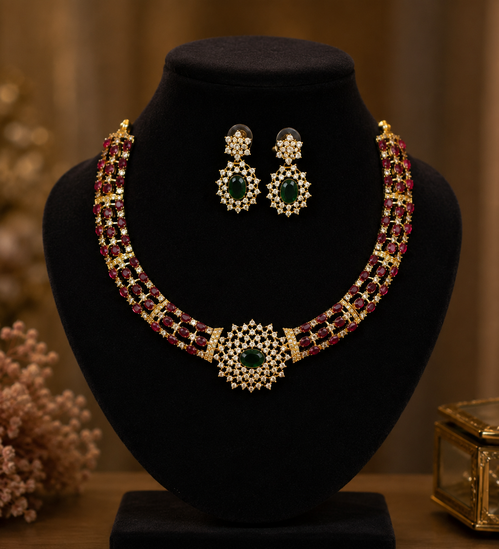 Ruby Royale AD Choker Necklace Set