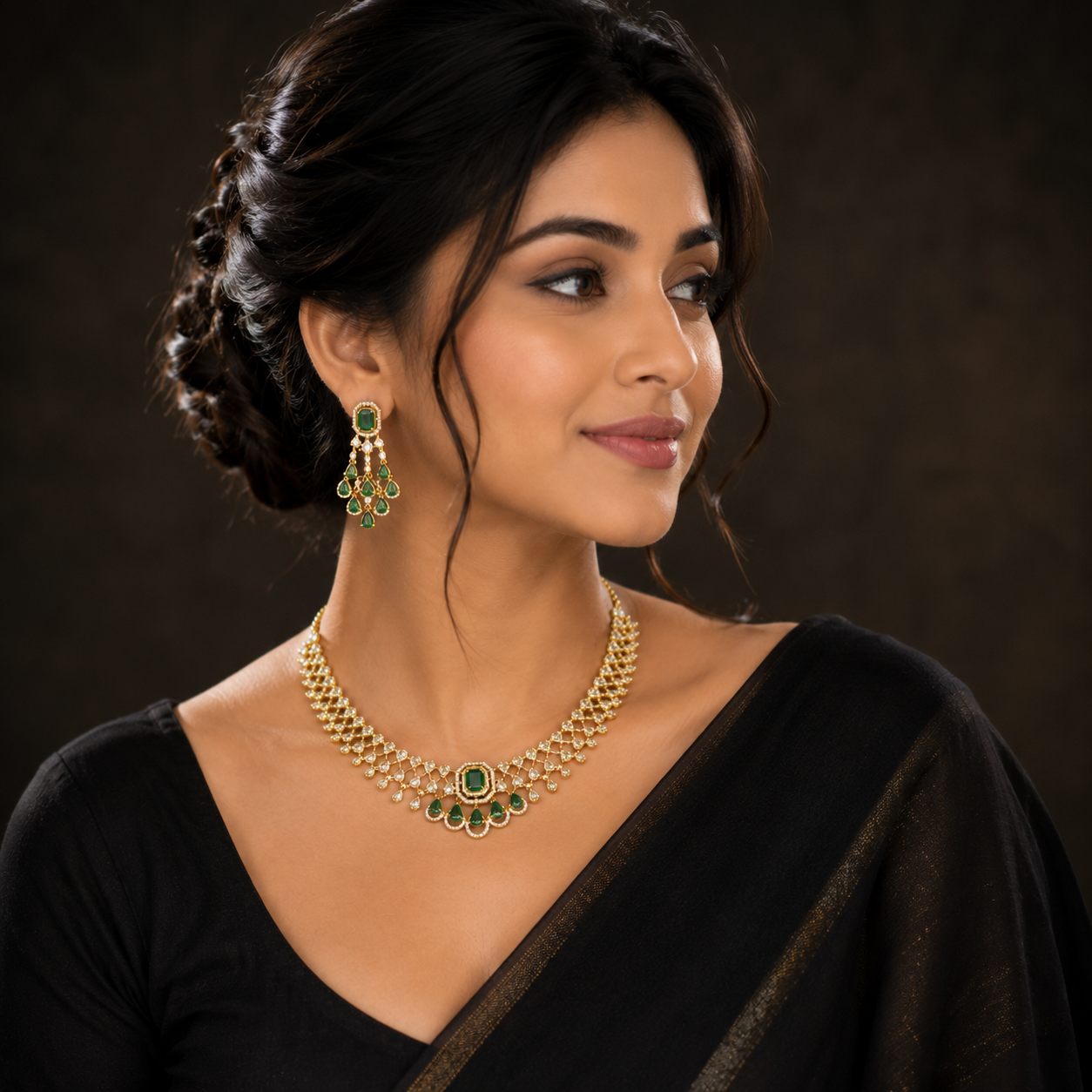 Emerald Dewdrop AD Necklace Set