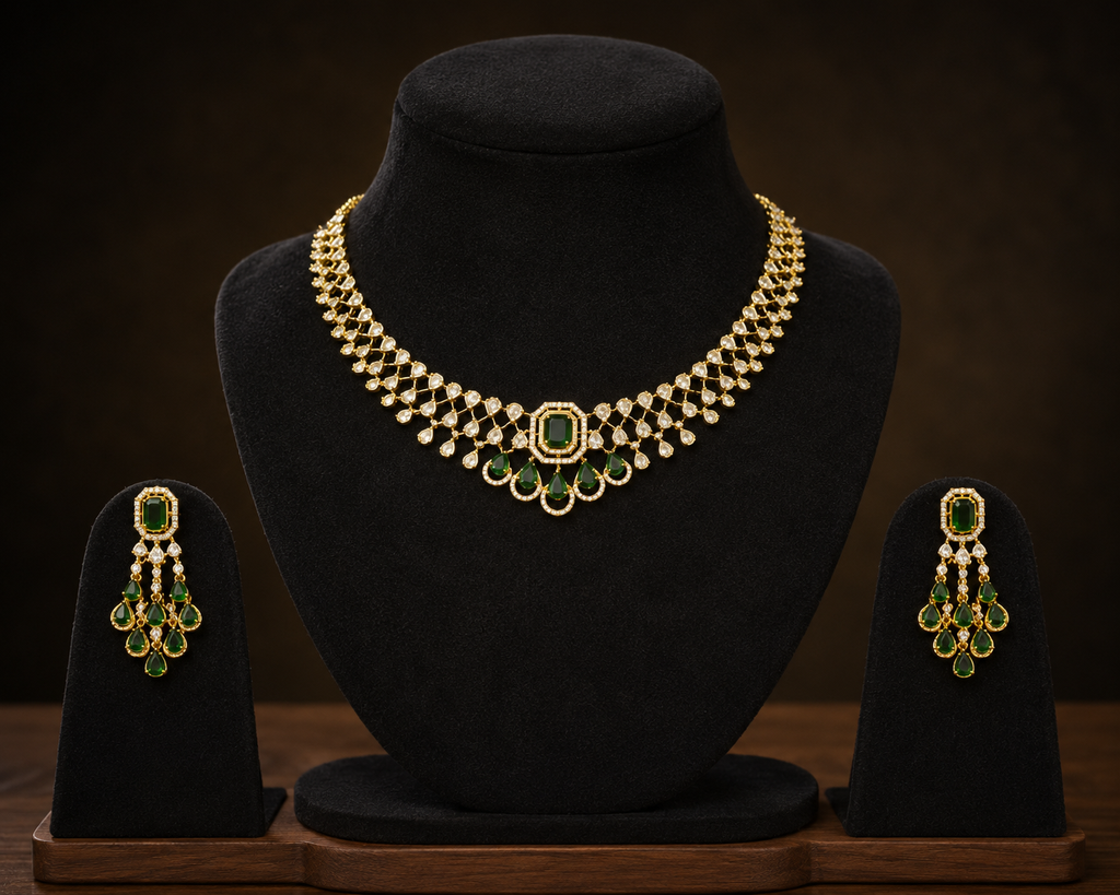 Emerald Dewdrop AD Necklace Set