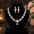 Luxury Pink CZ Diamond Necklace Set for Women