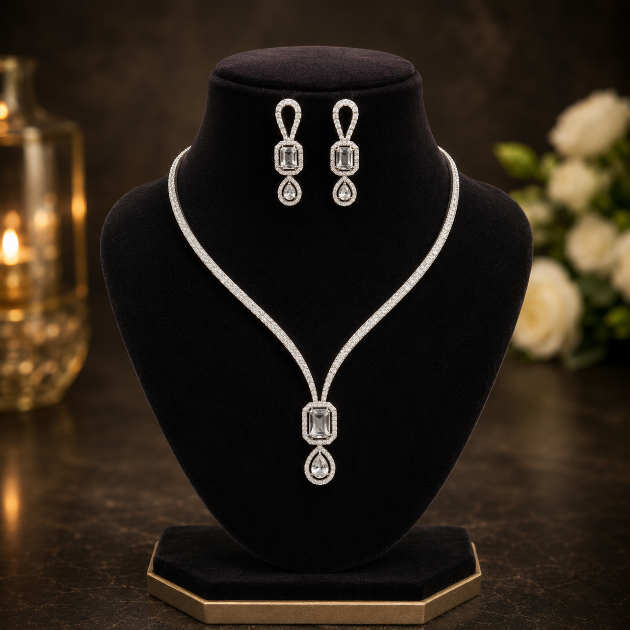 Crystal Elegance Diamond Necklace Set