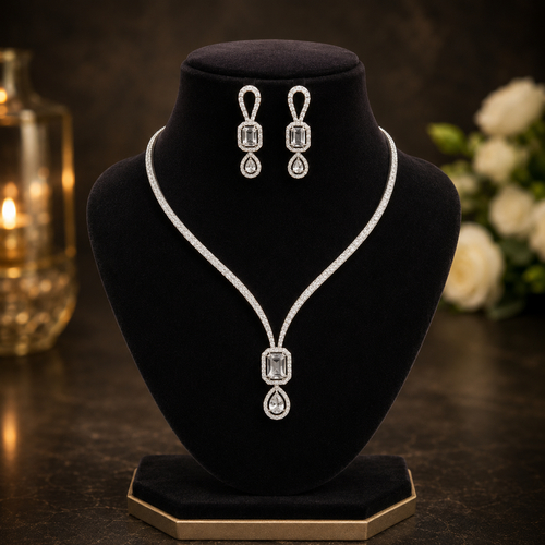 Crystal Elegance Diamond Necklace Set