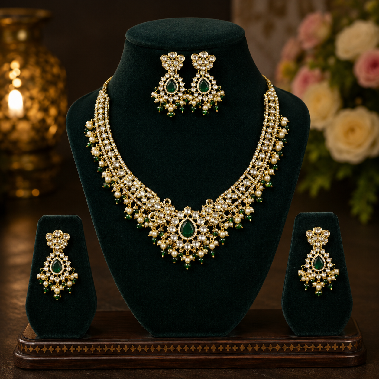 Emerald Pearl Royale Necklace Set