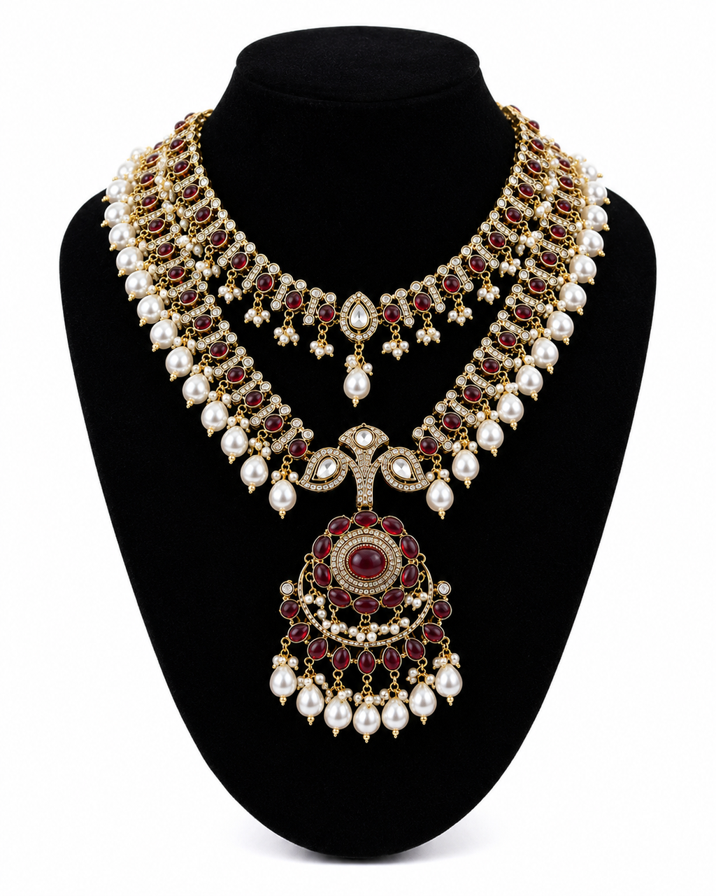 Heritage Ruby Kundan Long Necklace Set