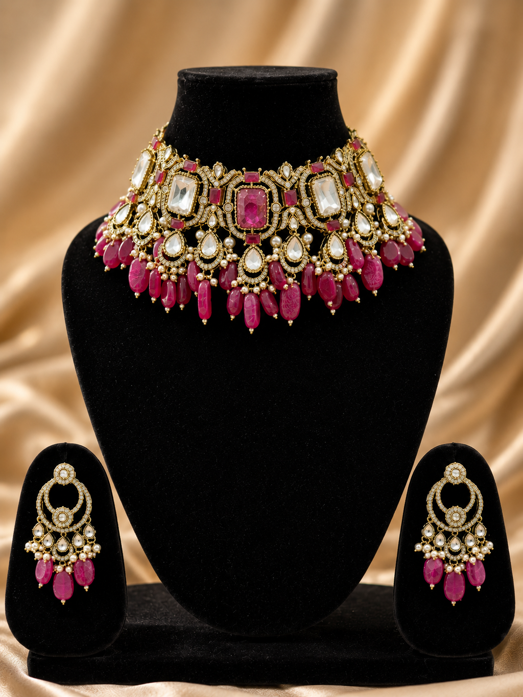 Royal Pink Kundan Choker Set