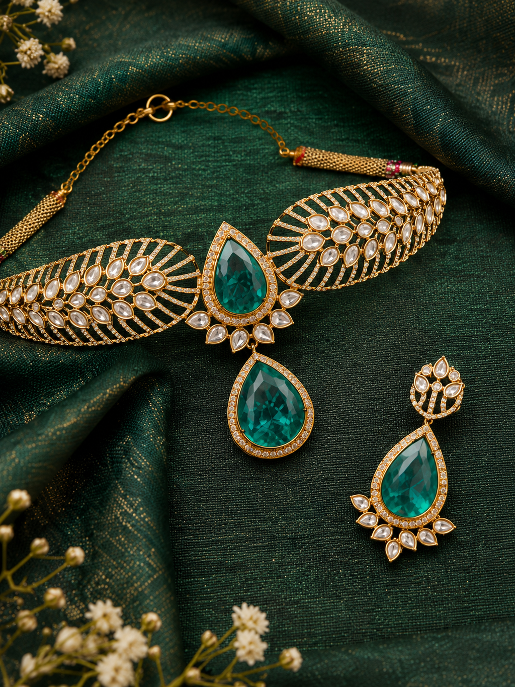 Emerald Royale Kundan Choker Set