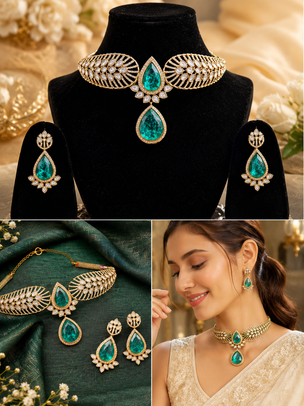 Emerald Royale Kundan Choker Set