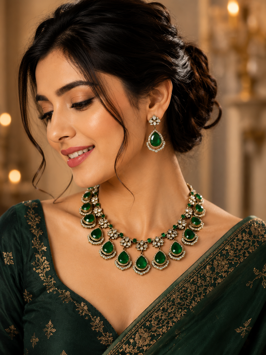 Emerald Royale Statement Necklace Set