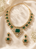 Luxury Emerald Green Statement Necklace Set with Earrings