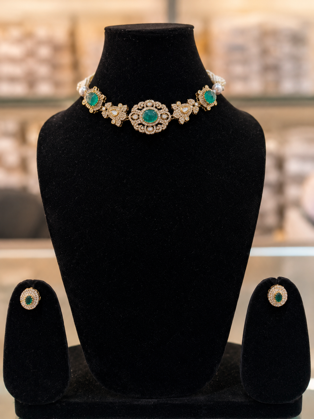 Emerald Royale American Diamond Choker Set