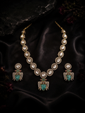 Luxury Emerald Pendant Necklace Set with American Diamonds