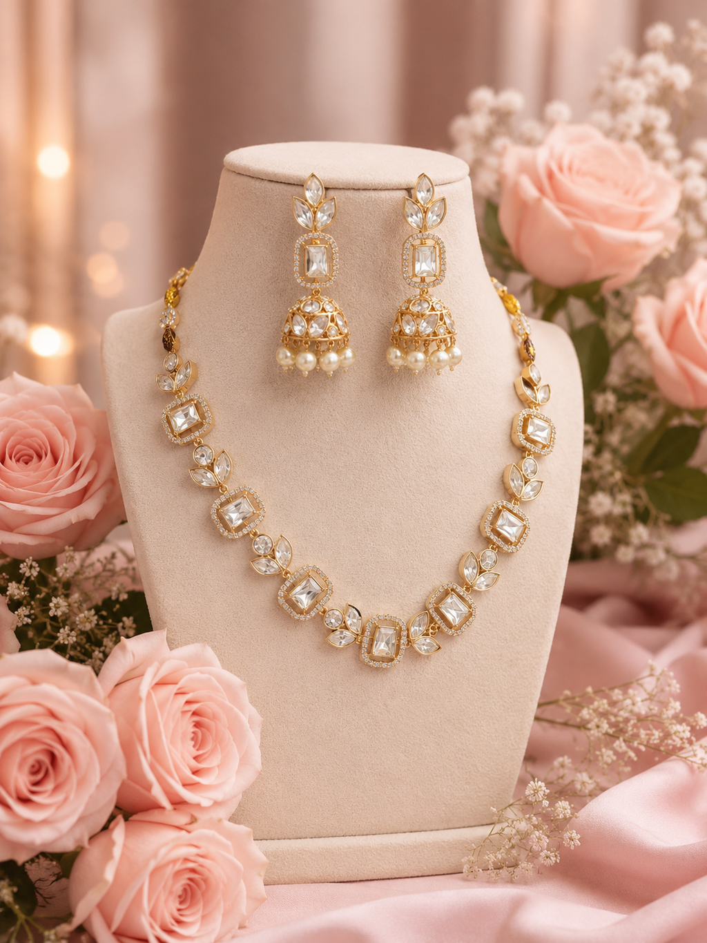 Praynil Regal Polki Pearl Elegance Necklace Set