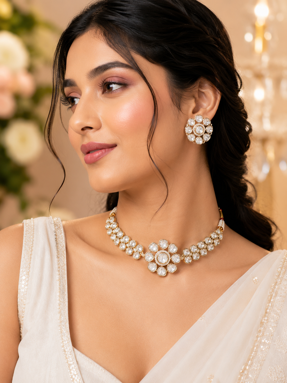 Praynil Noorika Floral Polki Choker Set