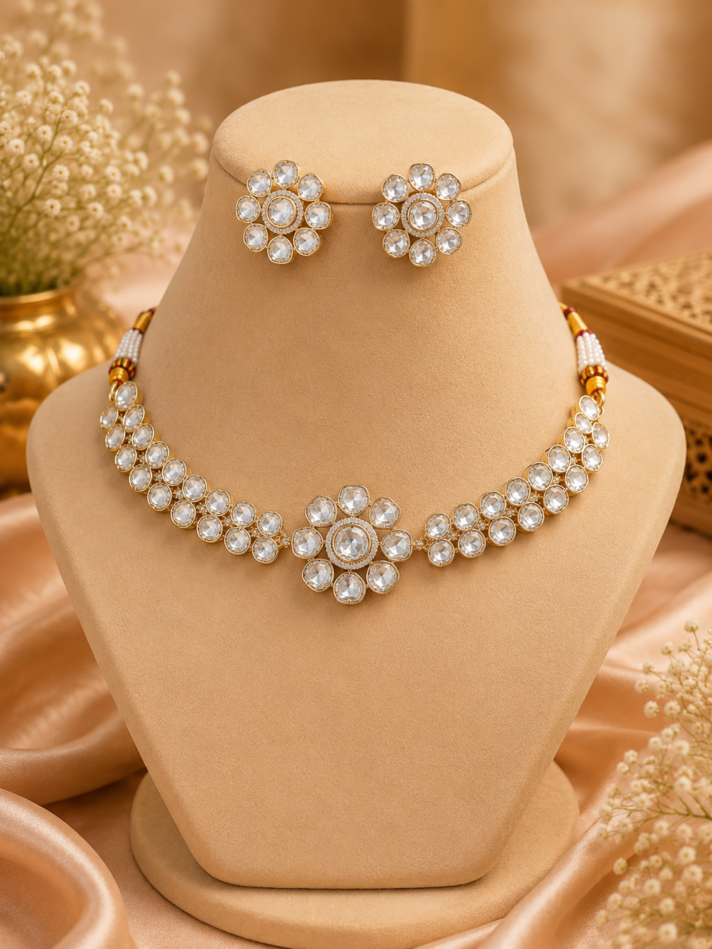 Praynil Noorika Floral Polki Choker Set