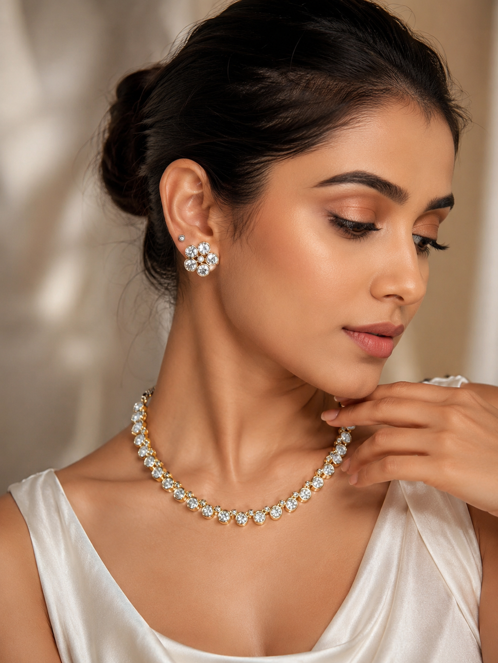 Praynil Tyaani Polki Floral Necklace Set