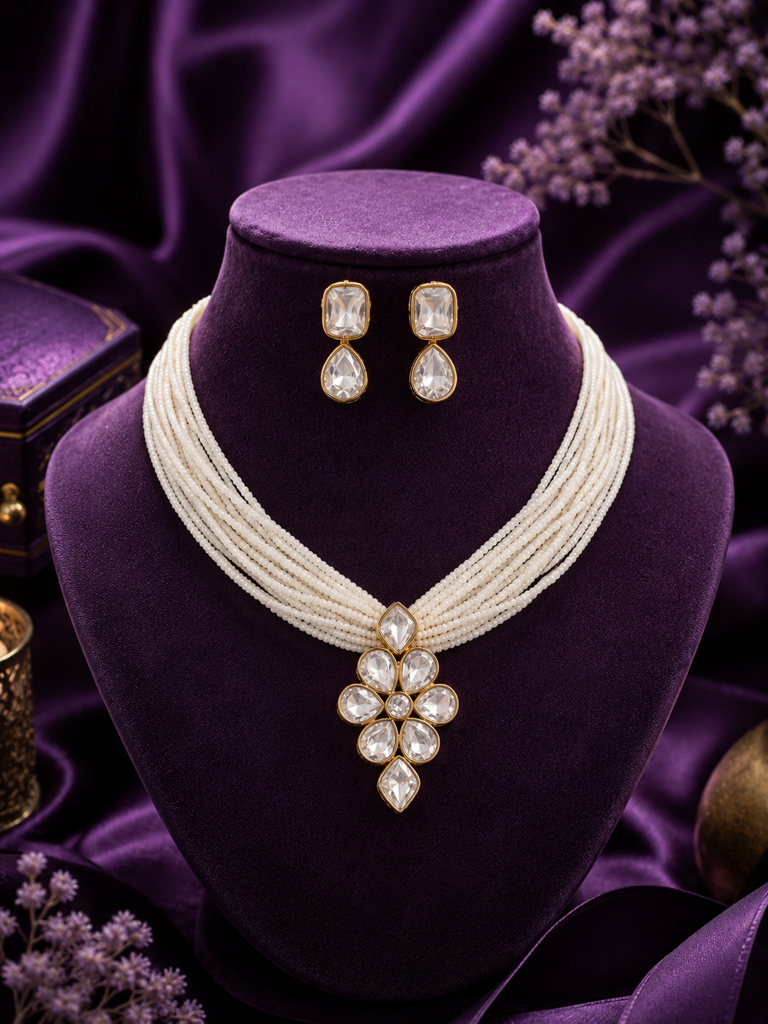 Ivory Bloom Pearl Choker Set