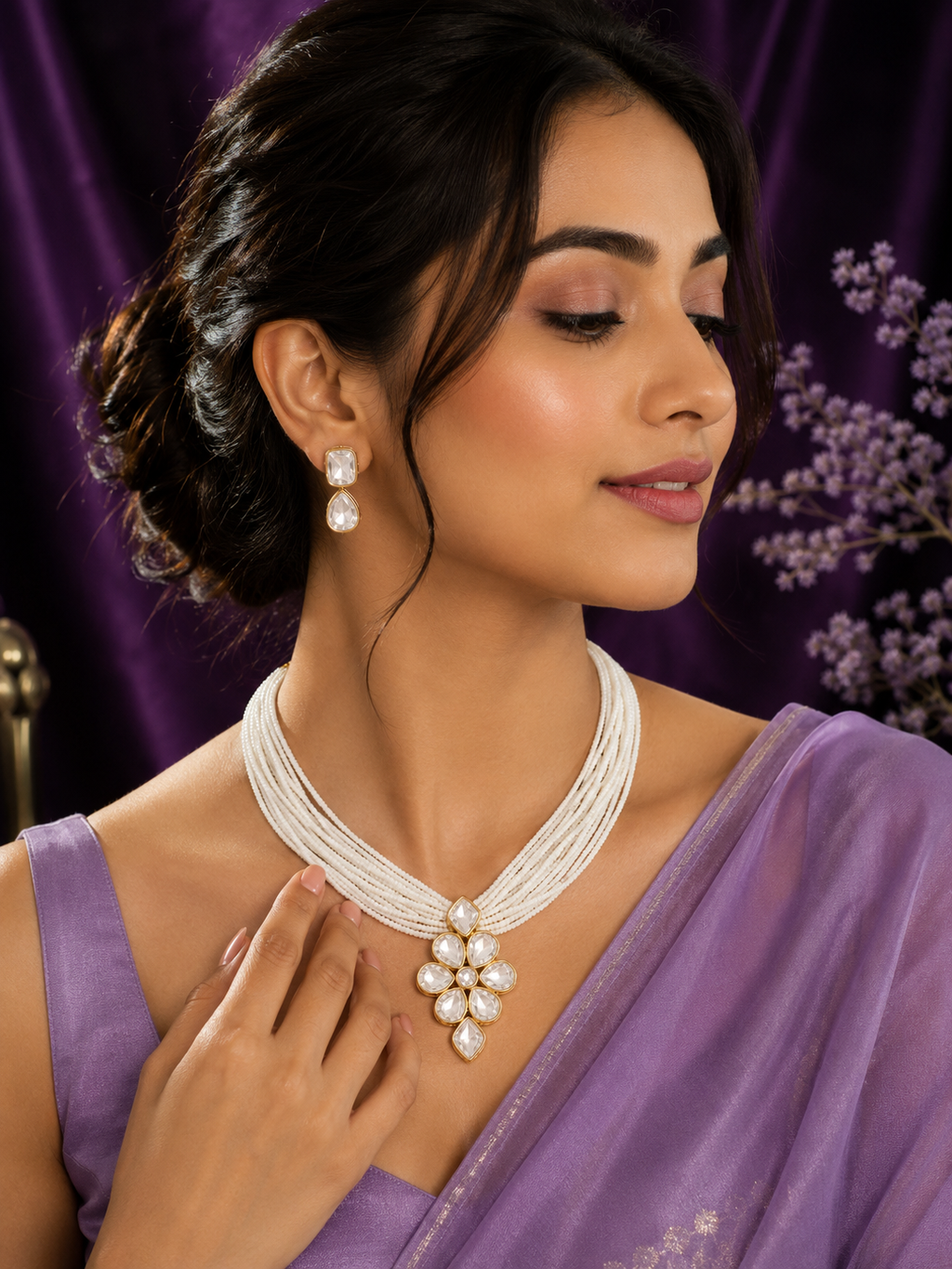 Ivory Bloom Pearl Choker Set
