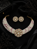 Rosé Blossom Pearl Polki Choker Set